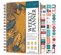 PLANBERRY Planificateur hebdomadaire - Organisateur de vie non daté et planificateur budgétaire - Gestion du temps, définition d'objectifs, liste de tâches, équilibre de vie professionnelle et suivi des habitudes - 15,1 x 20,1 cm (jungle dorée)