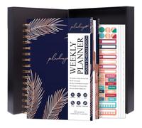 PLANBERRY Planning hebdomadaire - Planificateur horaire non daté pour productivité quotidienne, tâches hebdomadaires et gestion du temps - Organiseur quotidien avec fentes horaires - Couverture rigide, spirale A5 (bleu roi)