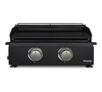 H.Koenig Plancha PLX1022 au Gaz 2 Brûleurs U Acier Inoxydable, Plaque Cuisson Fonte Émaillée, Alimentation Gaz Propane ou Butane, Répartition Homogène de la Chaleur, Température réglable jusqu'à 350°C