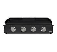 Plancha au gaz 4 brûleurs - surface de cuisson 80 x 35 cm - jusqu'à 350 °C - fonte émaillée - noir