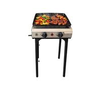 Plancha à gaz 4800W modulable 3 Hauteurs 2 Bruleurs Allumage Piezo - Plaque de cuisson Céramique 42x36cm