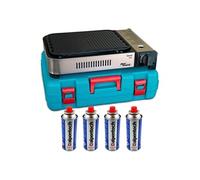 ALPEN - Plancha/Grill Gaz Portable Multifonction 2100W, Allumage Piézo + 4 cartouches, Répartition Uniforme, Récupérateur Graisse, Mallette Transport Inclus - Balcon, Camping