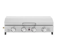 Plancha à gaz en inox avec 4 bruleurs et couvercle ""Fasto"" - 10 kw - Gris