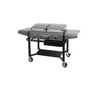 BRASERO - Plancha Margaux Gun Metal sur chariot équipé - Grill et Plancha - 4 Feux à gaz - Jusqu'à 14 convives - Surface de cuisson 86 x 72,7 cm - 15 kW - Récupérateur de graisses