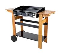 Somagic Plancha à gaz Ascain – 2 feux 6 kW sur chariot bois – 115x90x40 cm