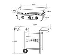 Happy Garden Plancha au gaz SÉVILLE 3 brûleurs 7,5 kW avec chariot