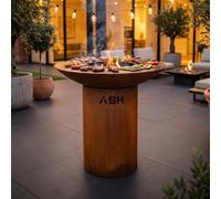 Plancha barbecue - plancha grill - brasero - Barbecue - Plaque de cuisson - Acier Corten - Ø 80 cm - Extérieur - Anneau de barbecue - Cheminée de jardin - Rangement du bois - Aspect luxueux - Plaque