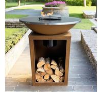 Plancha - BBQ - Barbecue - Acier Corten - Plaque de cuisson - Ø81 cm - Extérieur - Rangement bois - Plancha - Ash Solaris - XXL - Anneau de barbecue - Cheminée de jardin - Barbecue - Aspect luxueux