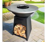 Plancha - BBQ - Grill - ASH NOVA XL - Plaque de Brasero - Barbecue Noir - Outdoor - Cheminée de Jardin - Rangement Bois - Aspect Luxe