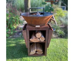 Plancha - BBQ - Grill - Brasero - Acier Corten - ASH Phoenix - Couleur rouille - Plaque de barbecue - Plancha Outdoor - Anneau de cuisson 60Ø x 115 cm - Extra Large - Cheminée de jardin - Barbecue