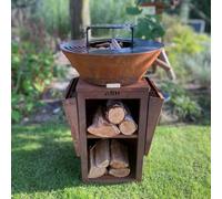 Plancha - BBQ - Grille - Bracière - Acier Corten - ASH Phoenix - Couleur rouille - Plaque pour barbecue - Plancha pour extérieur - Anneau pour gril 60Ø x 115 cm - Extra Large - Cheminée de jardin