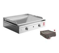Plancha gaz 2 brûleurs CHEF 55 plaque lisse + Housse de protection