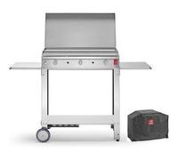 Pla.Net Plancha à gaz en inox Chef 80 (79 x 40 cm) + chariot et housse - 400041