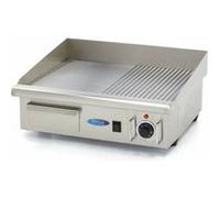 Plancha - Demi-rainurée - 55 cm - incluant le bac de récupération des jus - Maxima Argent G