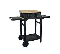 Cook'in Garden - Plancha à gaz DUNE 60 SC 2 brûleurs - Chariot - Amovible | 4 kW, Plaque Fonte Émaillée, Bac Récupérateur de Graisse Amovible, Capot Inclus, Idéal 10 Personnes