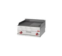 Plancha électrique 2 zones acier rainuré, lisse, 9000 W, 400 V - TRI