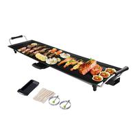 COSTWAY Plancha Electrique de Table Antiadhésive 1800W 90x23CM Thermostat Adjustable avec 6 Spatules et Tiroir Collecteur d?Huile