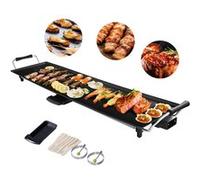 Plancha Electrique Antiadhésive GIANTEX avec 6 Spatules 90X23CM ,1800W-230V,50HZContrôle de Thermostat Adjustable 5 Niveaux,Tiroir Collecteur d’Huile G