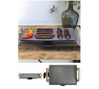Plancha ELECTRIQUE 1800W ARMATURE Bois Revêtement antiadhésif APECT PIERRE bac récupérateur jus-cuisson 46 x 26 cm.