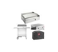 - Plancha électrique en inox Chef 55 cm Avec chariot fermé + couvercle + housse