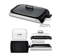 Plancha Electrique Grill 2000w Avec Couvercle 40 X 30 Cm Plaque En Fonte D'aluminium