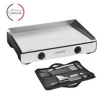 Lagrange Plancha électrique PRO 65 - 65x40 cm, 2 brûleurs, 3500 W, noir, kit d'accessoires