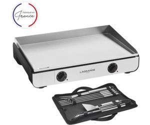 Plancha électrique LAGRANGE Pro 65L noir 2 brûleurs à poser, 65x40 cm + kit d'accessoires