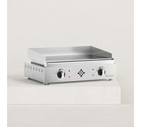 Plancha électrique Lima 2 zones chrome dur Structure tout inox Puissance de 2400 watts avec 2 zones de cuisson Plaque Chrome Dur 6mm : 53 x 34 cm