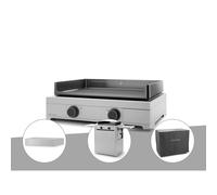 Plancha électrique modern 60 inox avec couvercle, chariot et housse - forge adou