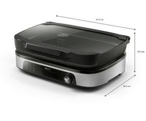 Plancha électrique PHILIPS HD6212/90 couvercle verre à poser, 50x25 cm