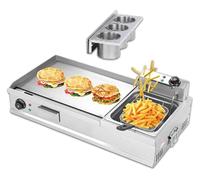 Plancha électrique Professionnelle, Grils et plaques de cuisson électriques d'intérieur, gril à surface plane avec friteuse, poêle à frire de comptoir(Small)