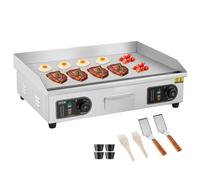 Plancha Électrique -VEVOR-4000 W, Plaque de Cuisson en Fer et Inox, Température Réglable 50-300 °C, 2 Spatules et 2 Pinceaux