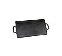 Baumalu, Plancha en Fonte 38 cm Utilisable des Deux Côtés, Noir, Idéale pour Gaz et Four, Dimensions 38 x 23 cm, Parfaite pour Cuisson Saine et Savoureuse
