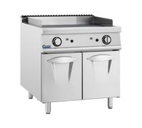 Plancha gaz - 12 kW - rainurée - 50 - 300 °C - Propane / LPG / gaz naturel - Armoire intégrée - Royal Catering RCGG-80/700CG