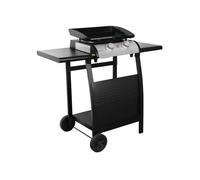 Alice's Garden - Plancha au gaz 2 brûleurs sur Chariot - Porthos - 5kW. plancha à gaz avec desserte Cuisine extérieure. Plaque émaillée. INOX. Barbecue