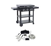 sweeek - Plancha gaz 3 brûleurs Acier Inoxydable 12kW avec Chariot et ustensiles - Raoul