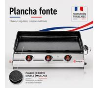 Somagic Barbecues Plancha gaz So Premium 3 brûleurs 10,5 kW Gris clair G