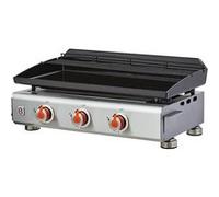 BRASERO - Plancha Silvia IIG INOX 3 Feux Surface Cuisson 67 x 34 cm - 3 brûleurs - Plaque Fonte émaillée fabriquée en France - Grille de réchauffement - Jusqu'à 10 convives - 7,5kW