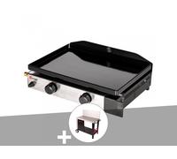 Plancha gaz à poser 2 brûleurs Solia 200 - Somagic + Chariot plancha en métal Salvia