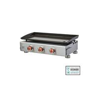 BRASERO - Plancha à gaz Alicia II Inox 3 feux Brasero - Surface cuisson 67 x 34 cm - 3 brûleurs - Plaque acier émaillée - Piezo intégré - Tiroir graisse - Jusqu'à 10 convives - 7,5 kW