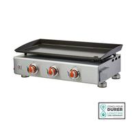 Plancha gaz Alicia II Inox 3 Feux - BRASERO - 3 brûleurs - Plaque acier émaillée 67 x 34 cm - Jusqu'à 10 convives - 7,5 kW, Gris