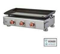 Plancha gaz Alicia II Inox 3 Feux - BRASERO - 3 brûleurs - Plaque acier émaillée 67 x 34 cm - Jusqu'à 10 convives - 7,5 kW, Gris