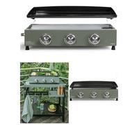 Plancha gaz - Barbecue - 3 brûleurs - Acier émaillé - 62x34,5 cm - Allumage automatique