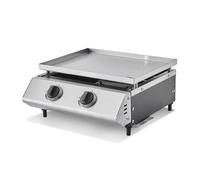 BRASERO Cooking Box - Plancha gaz Cadix 2 Feux - Surface de Cuisson 45,5 x 36 cm - Plaque INOX - 2 brûleurs - Tiroir Graisse - Jusqu'à 6 convives - 6,3 KW