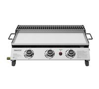 Plancha Gaz en Acier Inoxydable Royal Gourmet - 3 Brûleurs Puissance 7.5kW, Surface Cuisson 61,5 x 32cm avec Grille de Réchauffage