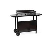 Plancha gaz GARDEN MAX MERIDA - 4 feux - Sur chariot - Acier émaillé - 75 x 35 cm - Noir