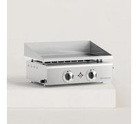 Plancha Gaz Inox Flamenco 5 Kw 53 x 35 cm Plaque inox massif 6 mm d'épaisseur Plaque de cuisson Semi Professionnelle (2 Brûleurs)