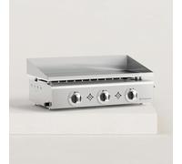 Plancha Gaz Inox Pimientos 7,5Kw Plaque inox massif 6 mm d'épaisseur Plaque de cuisson Semi Professionnelle 68 x 35 cm (3 Brûleurs)