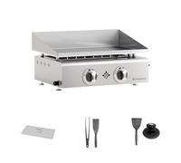 Plancha Gaz Inox Plaque inox massif 6 mm d'épaisseur Plaque de cuisson Semi Professionnelle (2 + Accessoires)