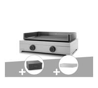 Plancha gaz modern 60 inox avec couvercle et housse - forge adour